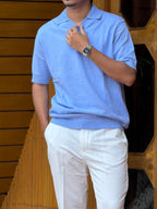 Linen Pant + Powder Blue Polo