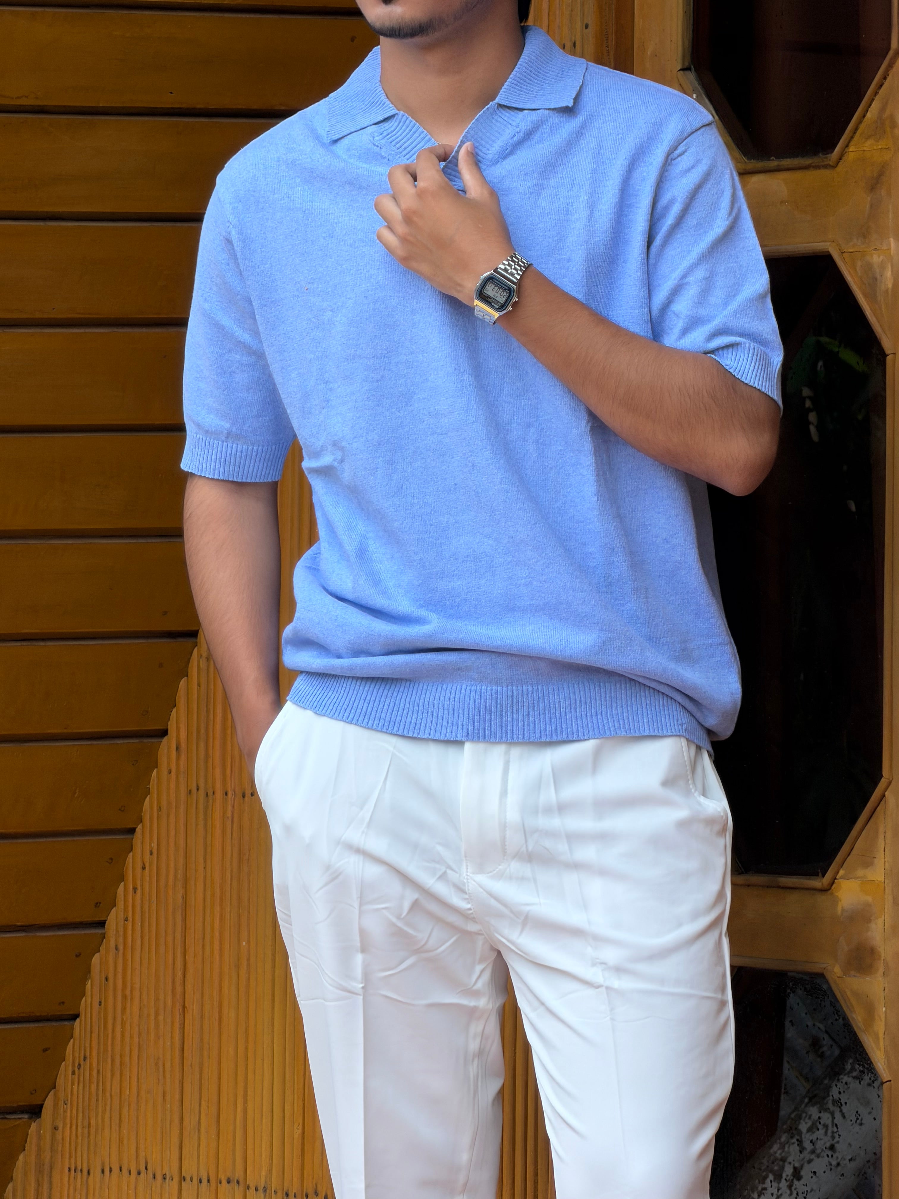 Linen Pant + Powder Blue Polo