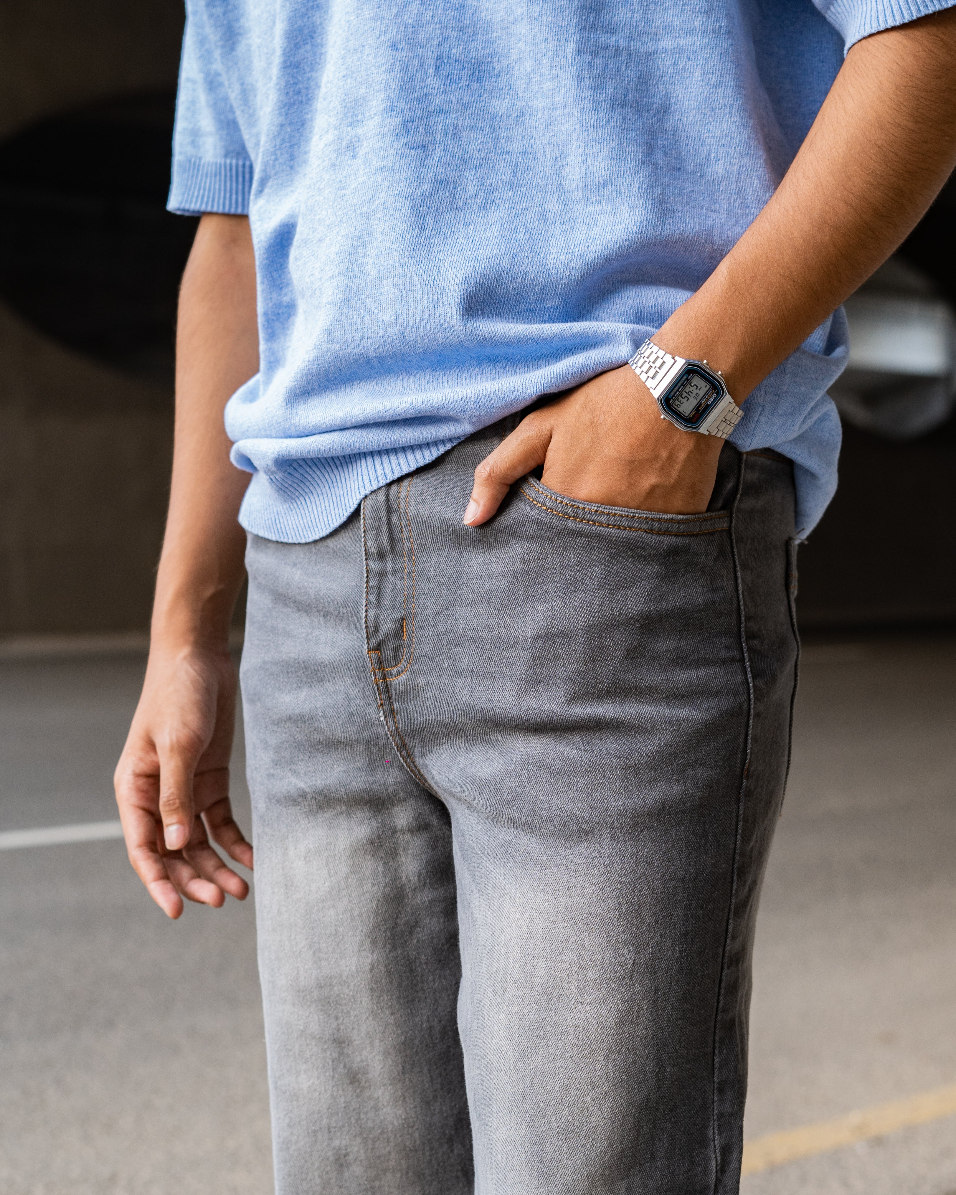 Dusty Gray Straight Cut Denim Pant