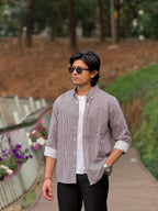 Coffee Structured Stripe Shirt