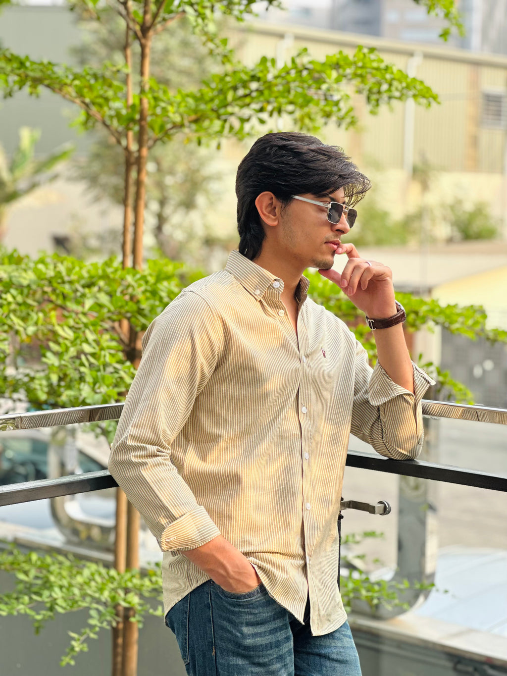 Olive Vintage Stripe Shirt