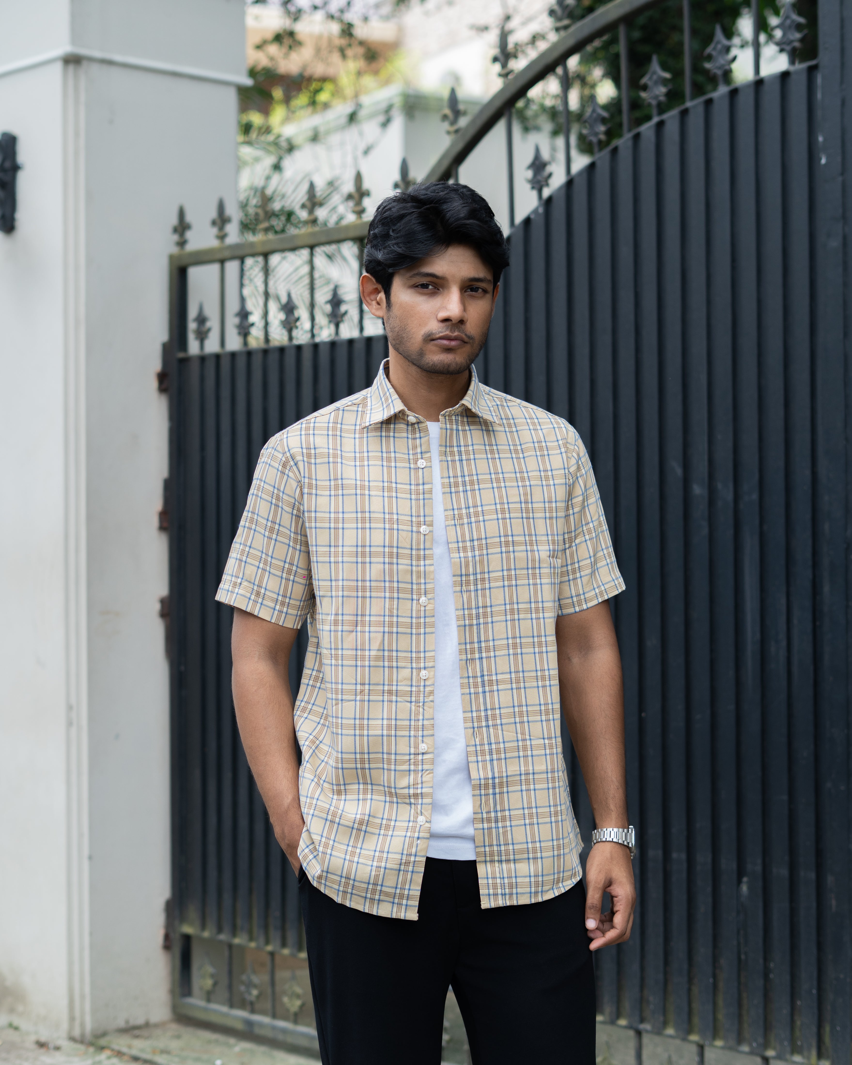 Grameen Brown Check Half Sleeve Shirt