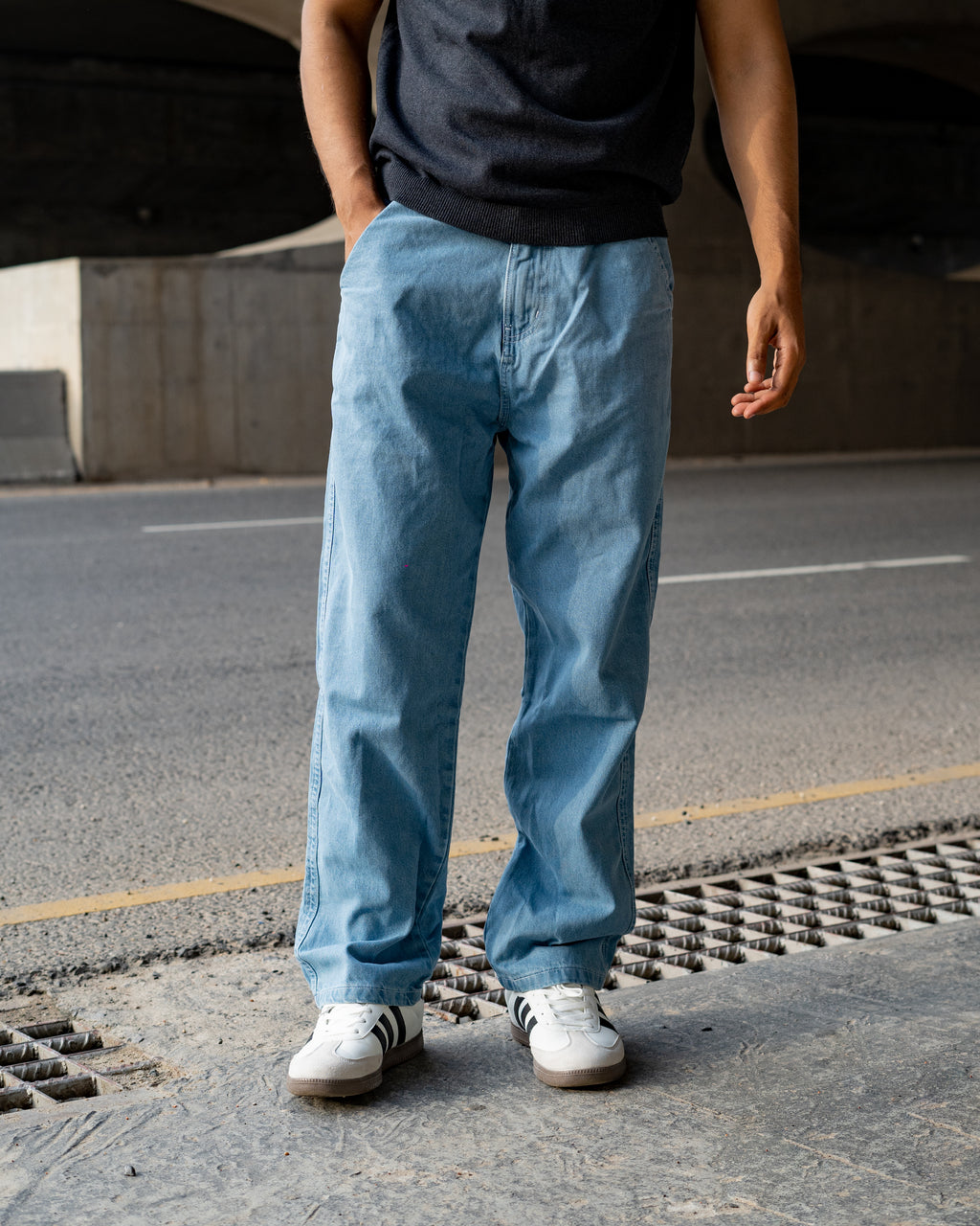 Semi Baggy Denim Pant- Ocean Blue