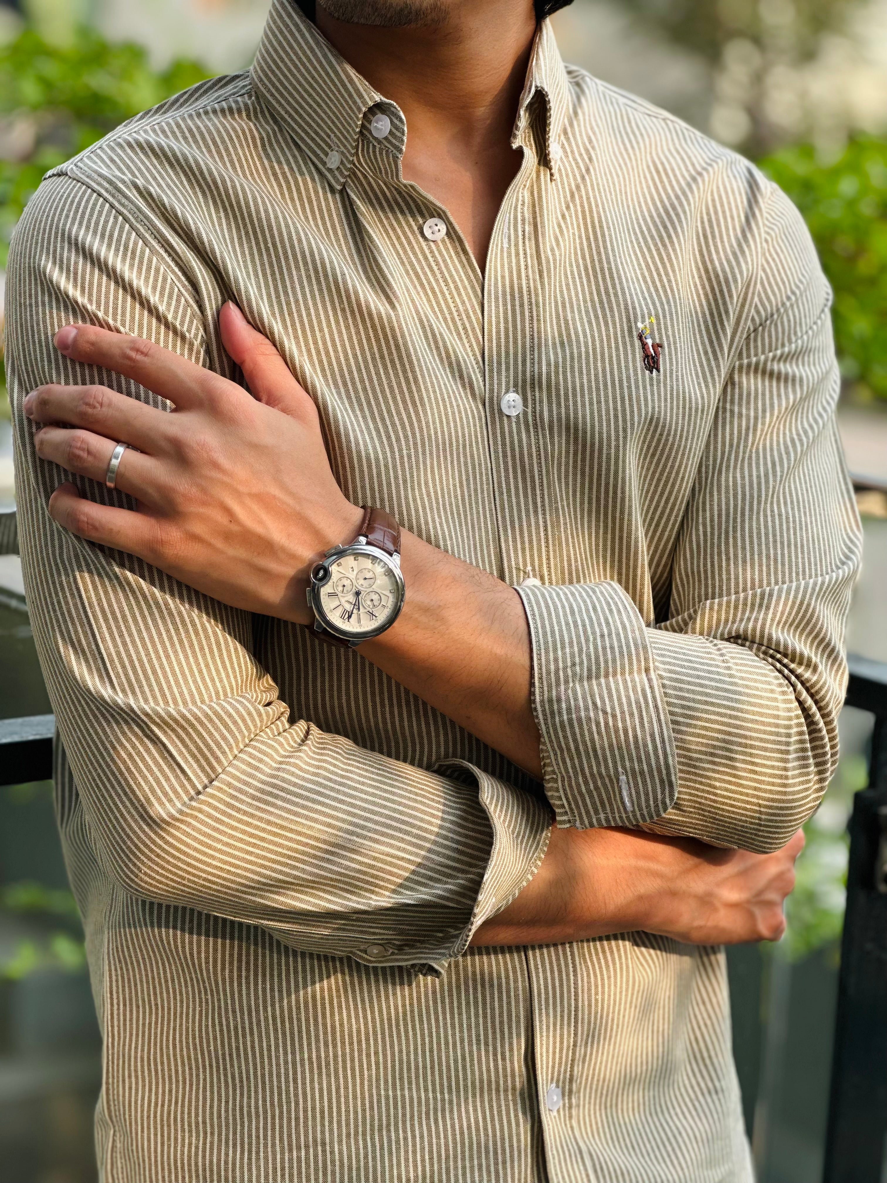 Olive Vintage Stripe Shirt