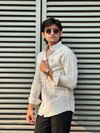 Asian Cream Stripe Shirt