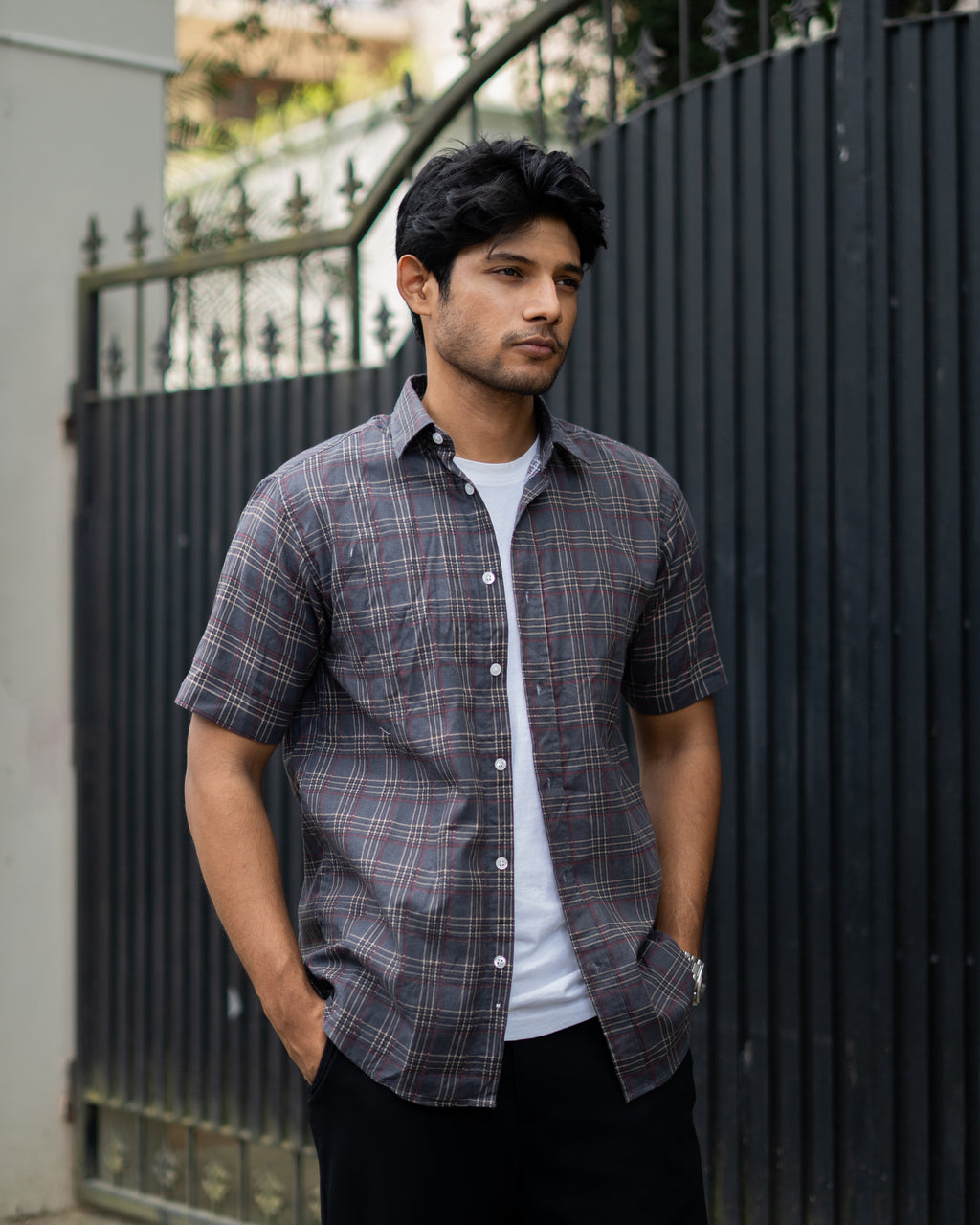 Grameen Black Check Half Sleeve Shirt