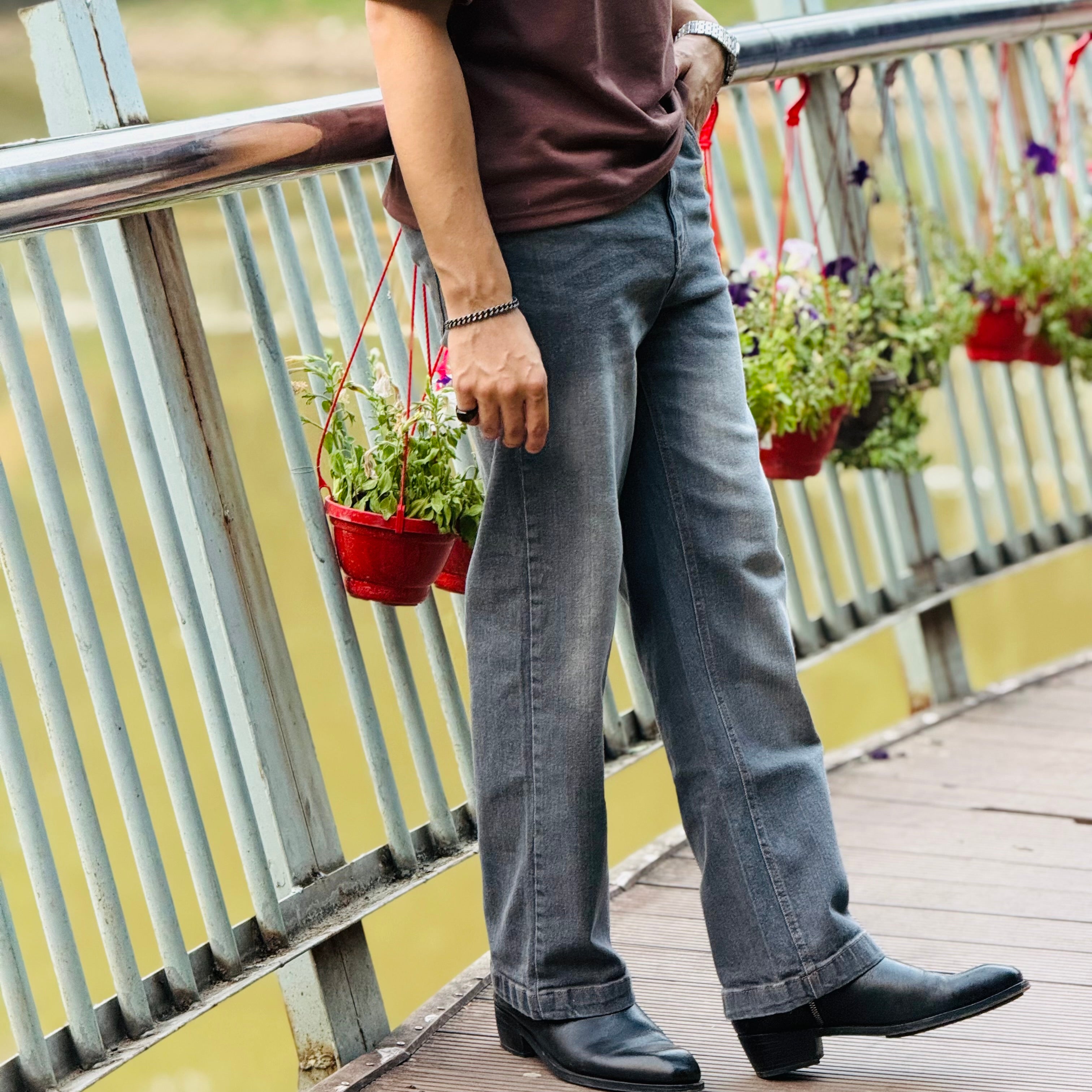 Dusty Gray Straight Cut Denim Pant