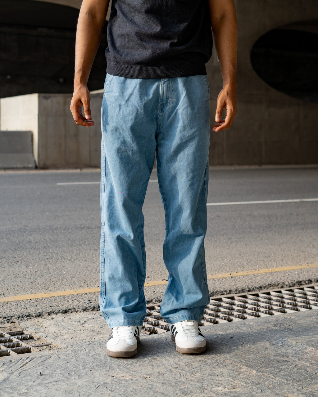 Semi Baggy Denim Pant- Ocean Blue
