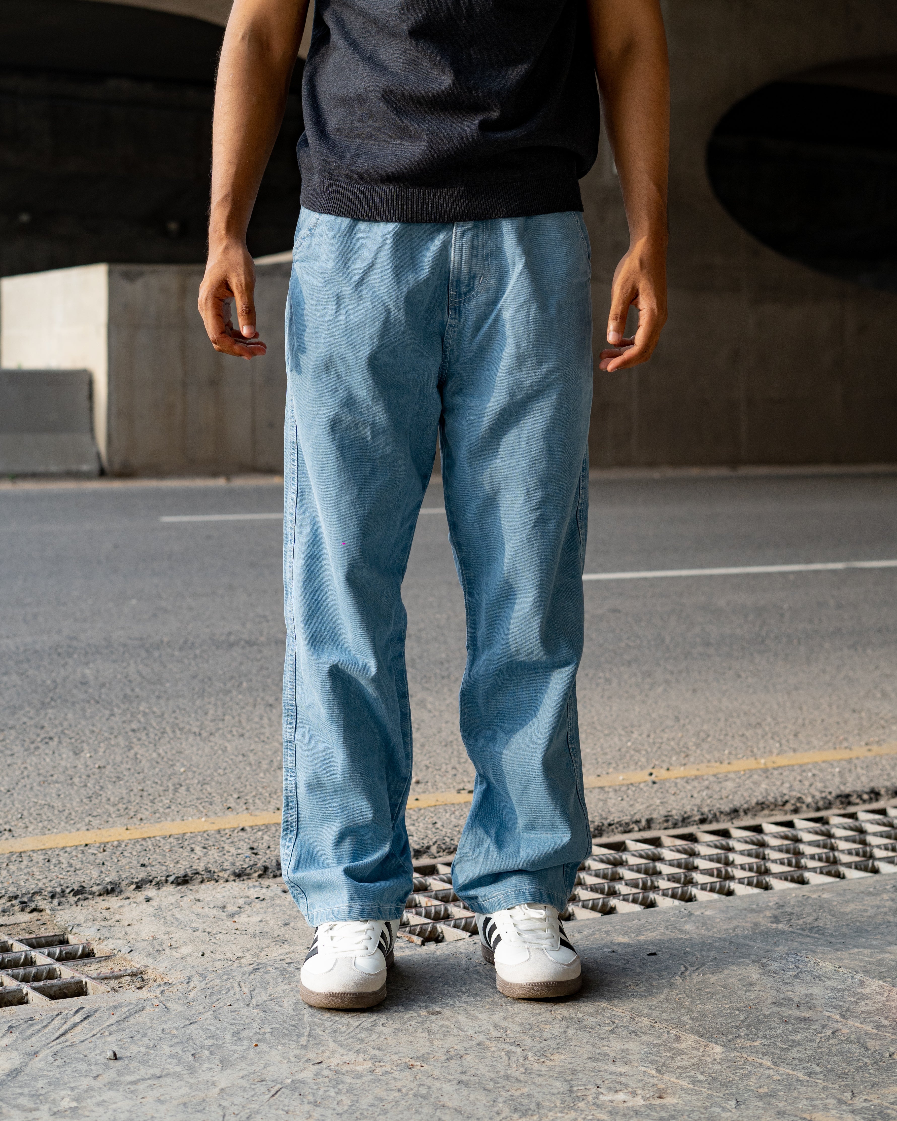Semi Baggy Denim Pant- Ocean Blue