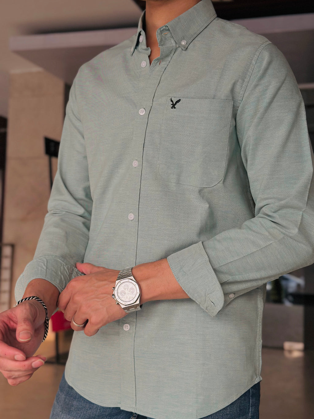 Mint Coloured American Eagle Oxford Shirt