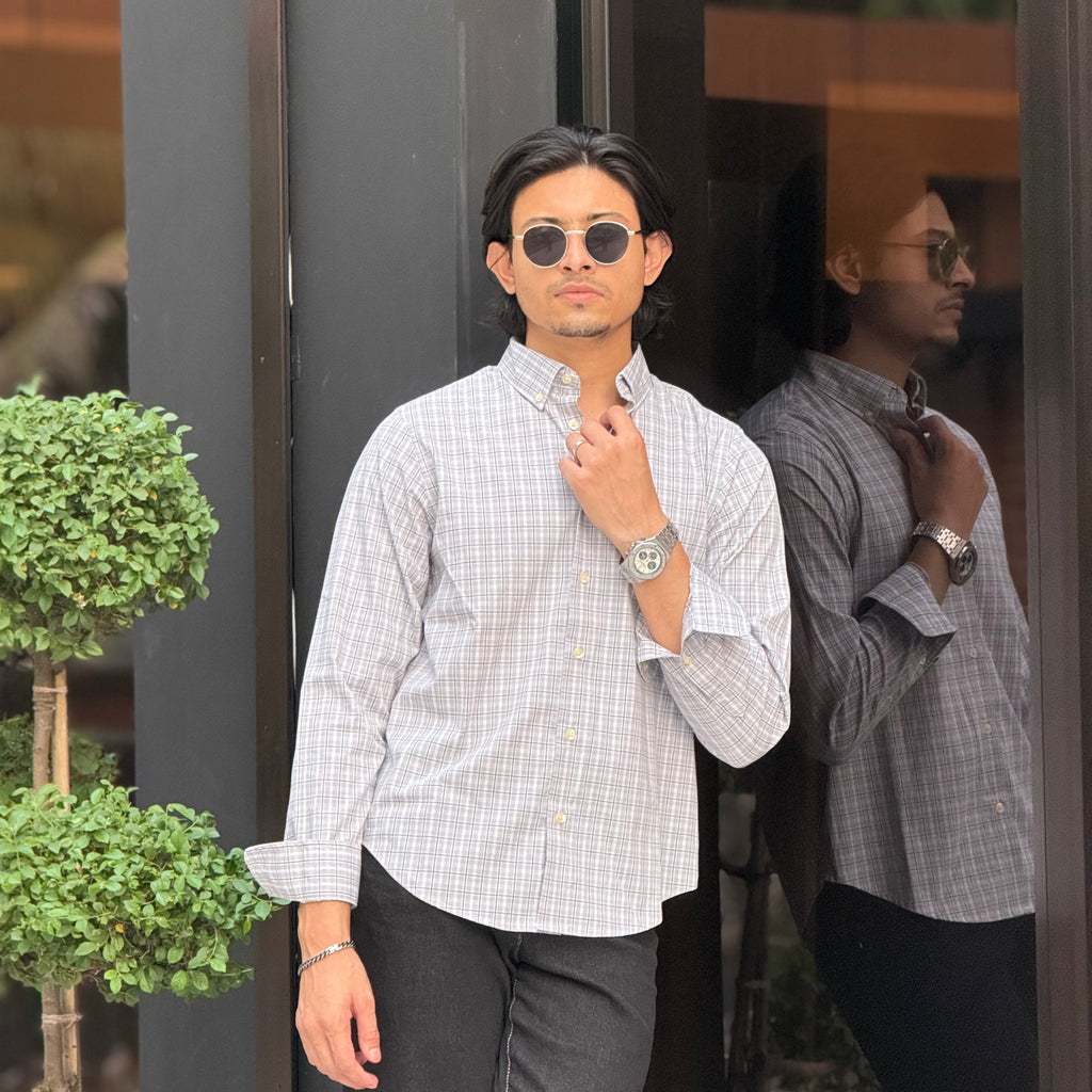 Asian Cream Check Shirt