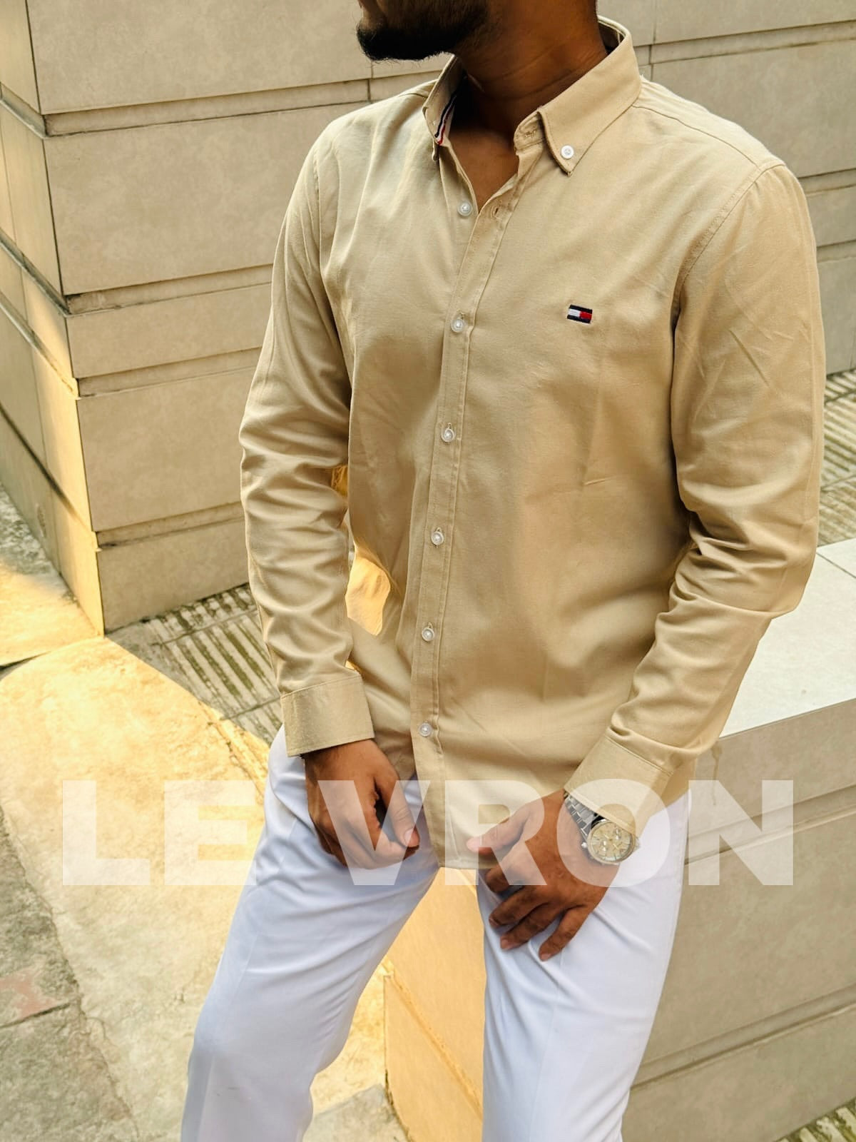 Oxford Old Money Shirt ( LIGHT BEIGE )