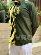 Oxford Old Money Shirt  ( Olive Green )