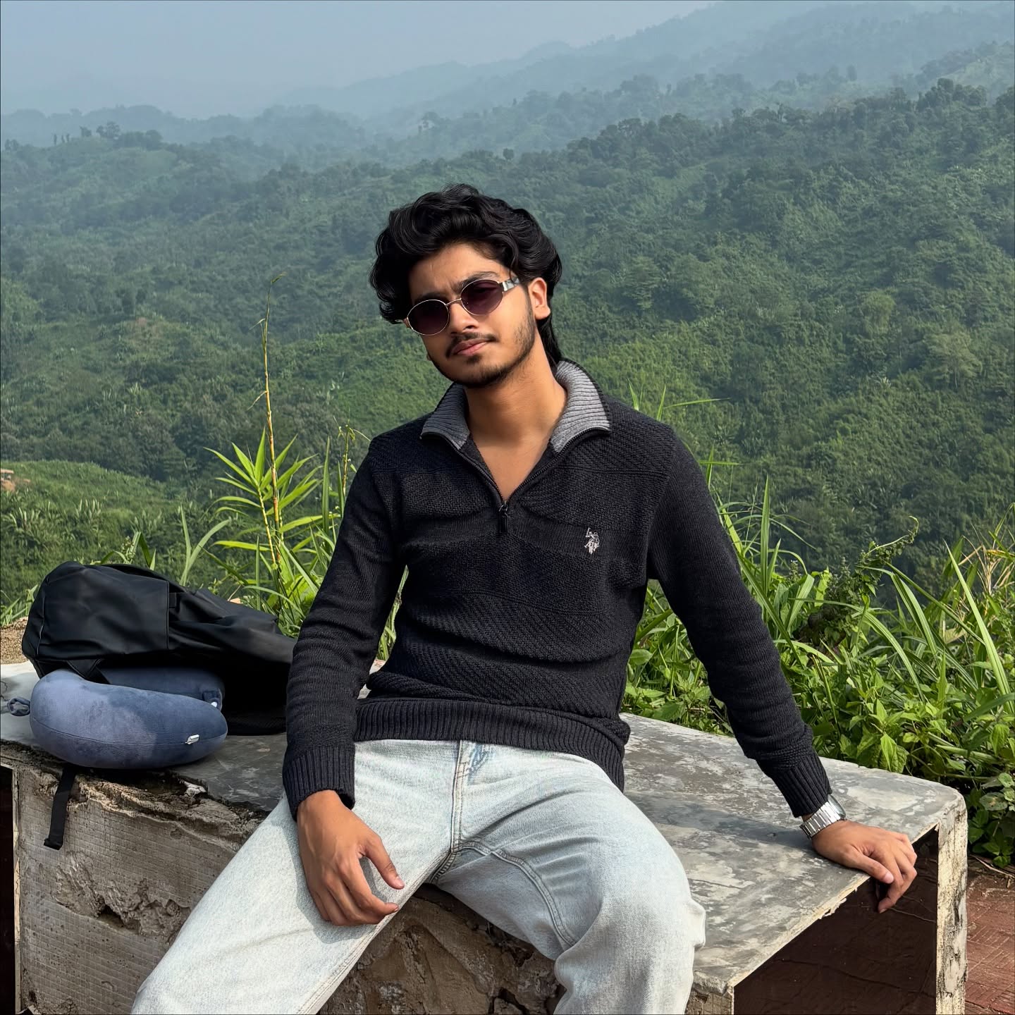 HALF ZPPER SWEATER - DARK GRAY