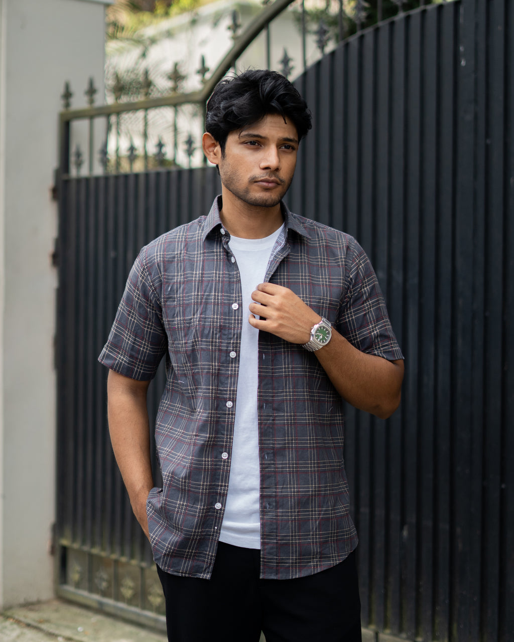 Grameen Black Check Half Sleeve Shirt