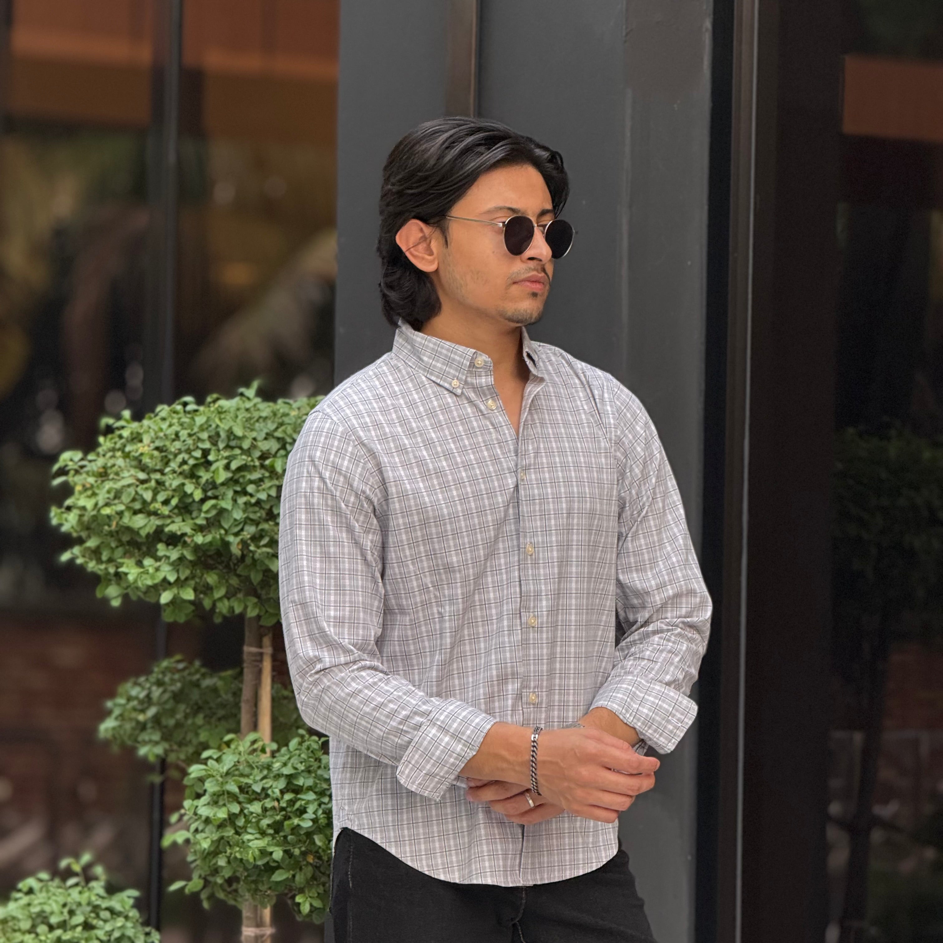Asian Cream Check Shirt