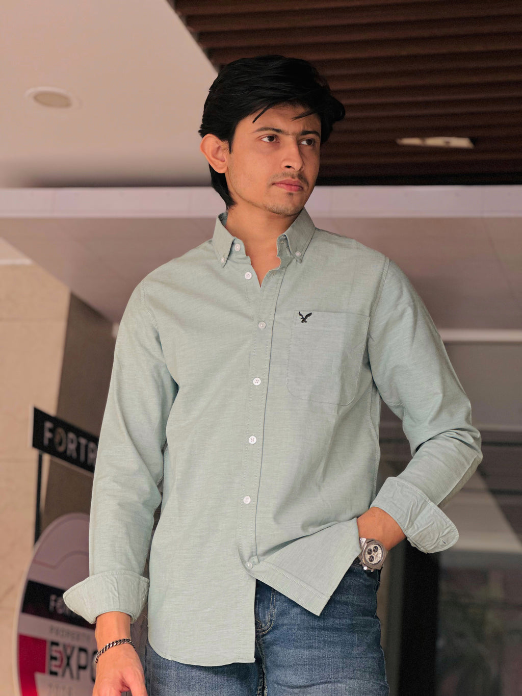 Mint Coloured American Eagle Oxford Shirt