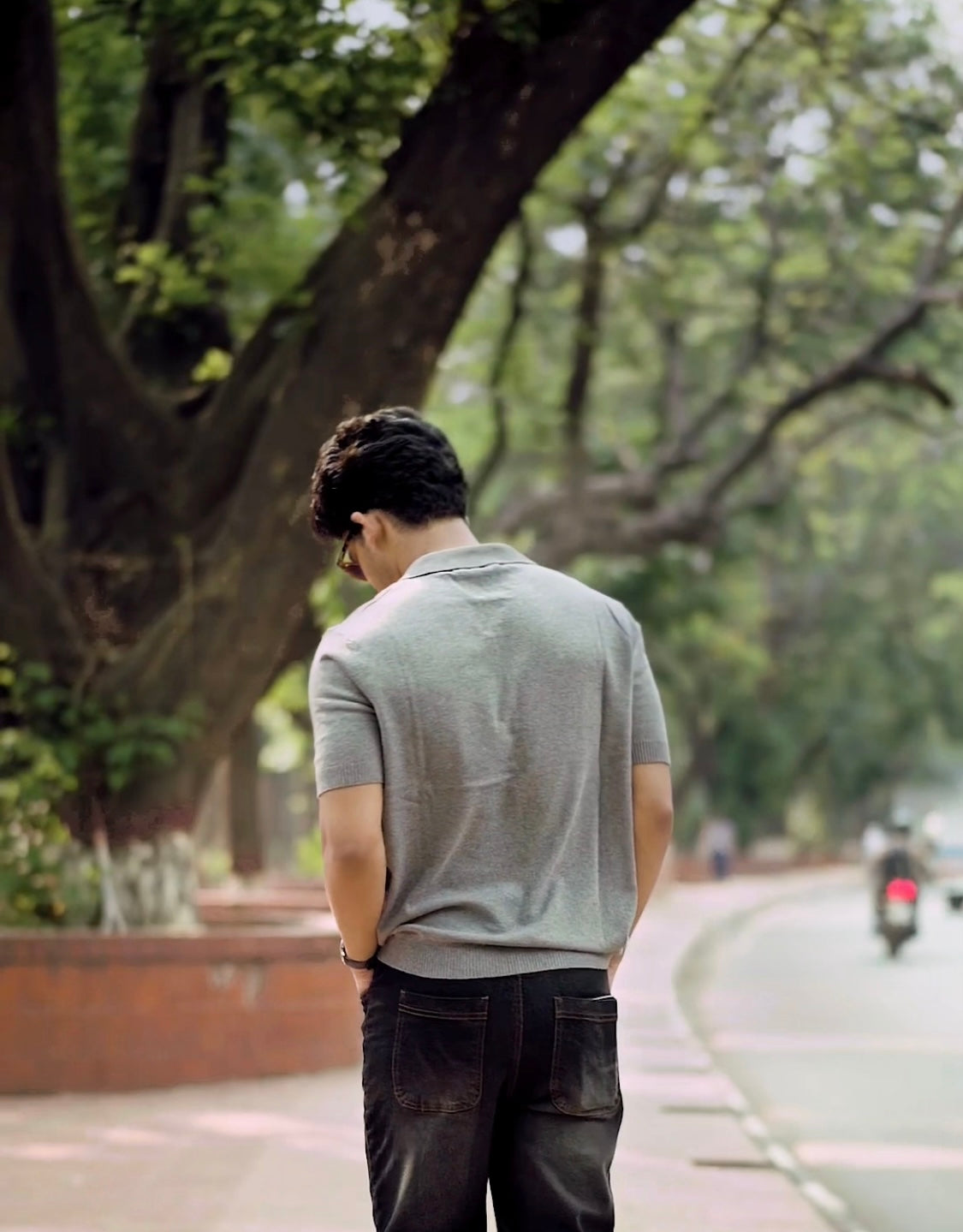 Gray Signature Knitted Polo