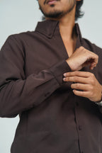 Korean High Neck Coffee Shirt