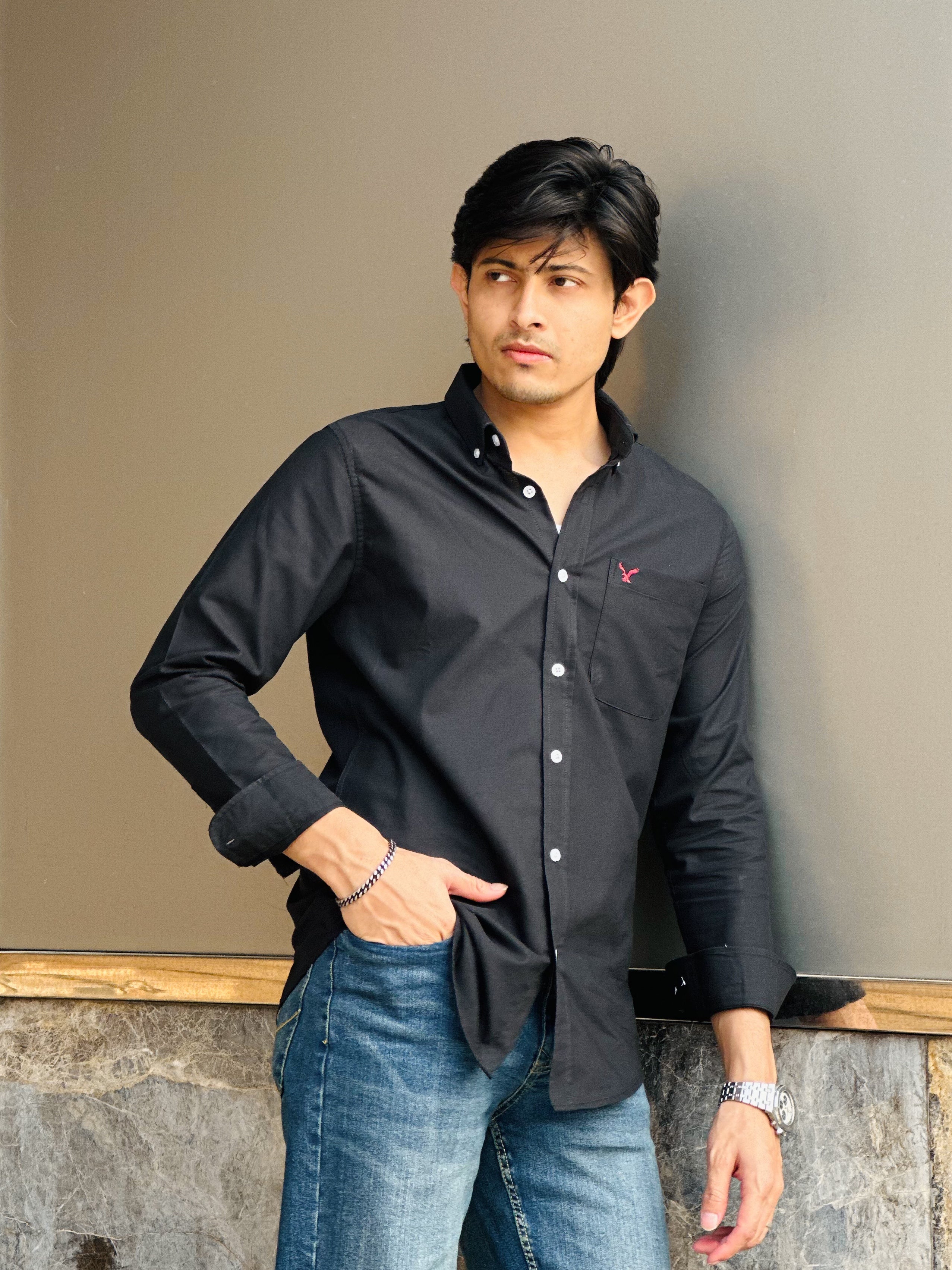 Black Coloured American Eagle Oxford Shirt