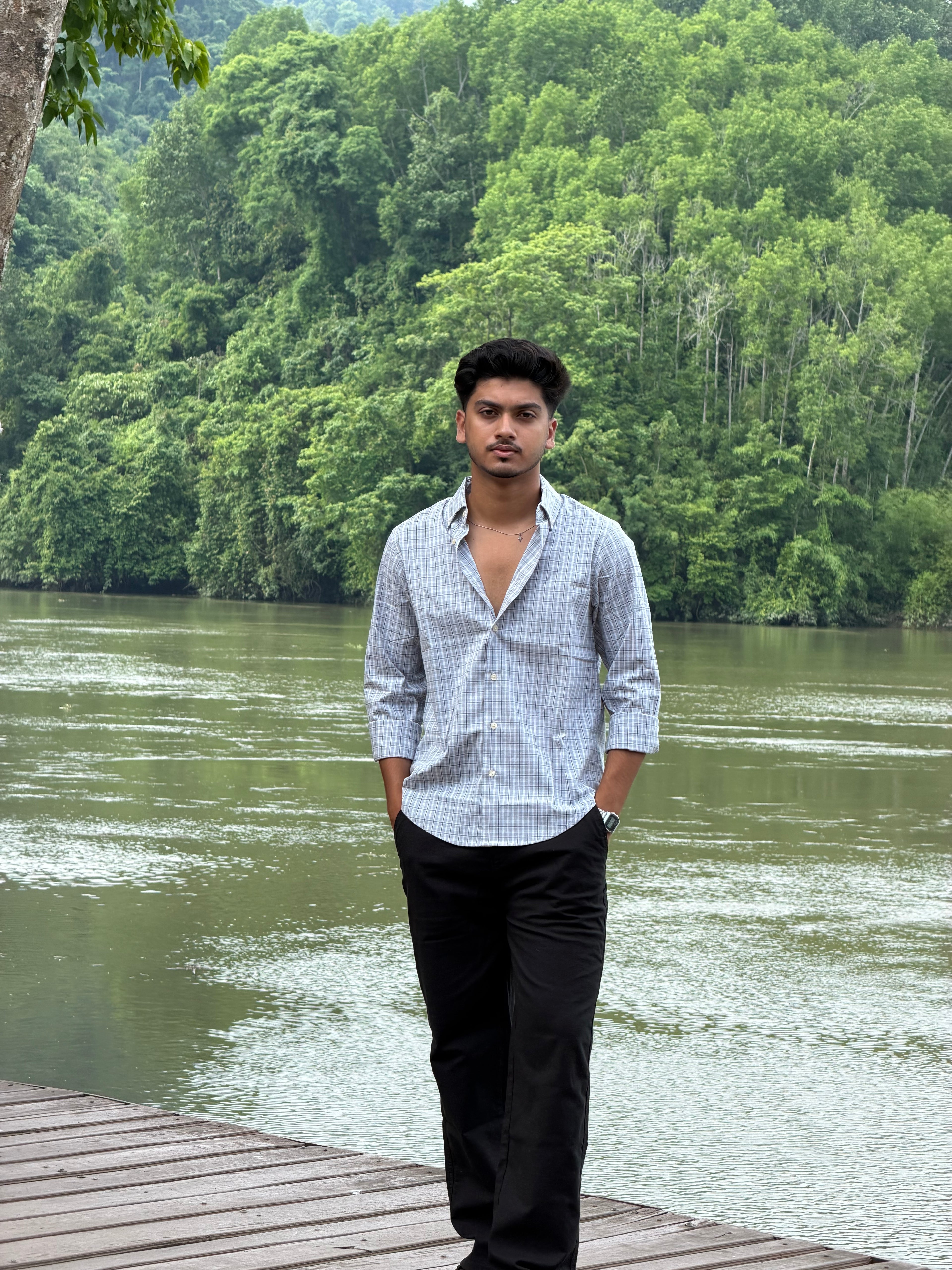 Black Linen + Check Shirt