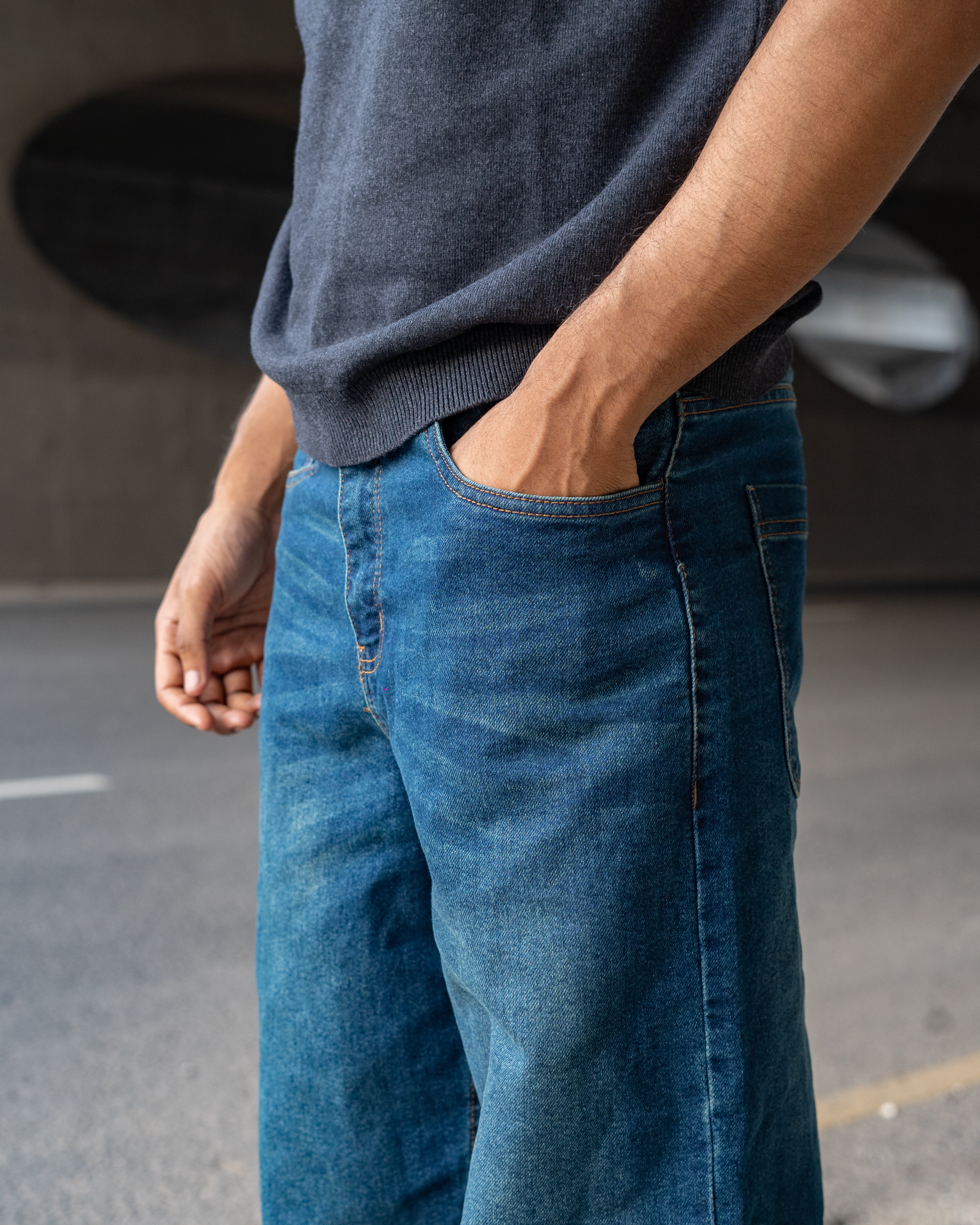 Dust Blue Straight Cut Pant