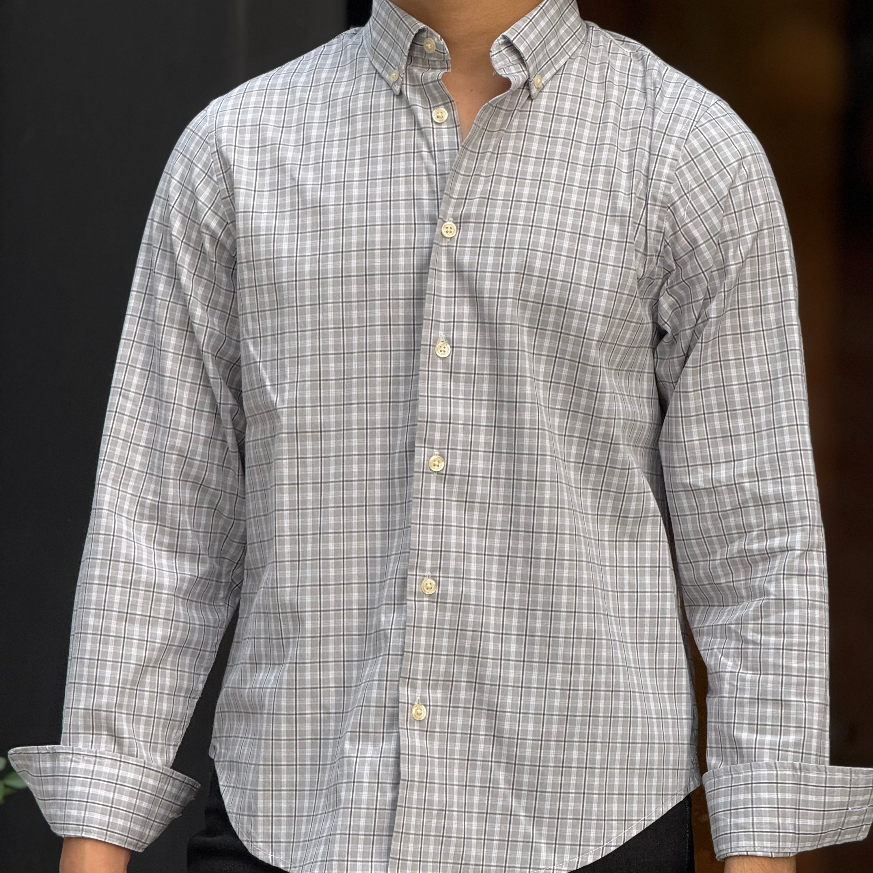 Asian Cream Check Shirt