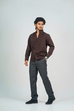 Korean High Neck Coffee Shirt