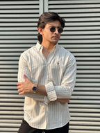 Asian Cream Stripe Shirt