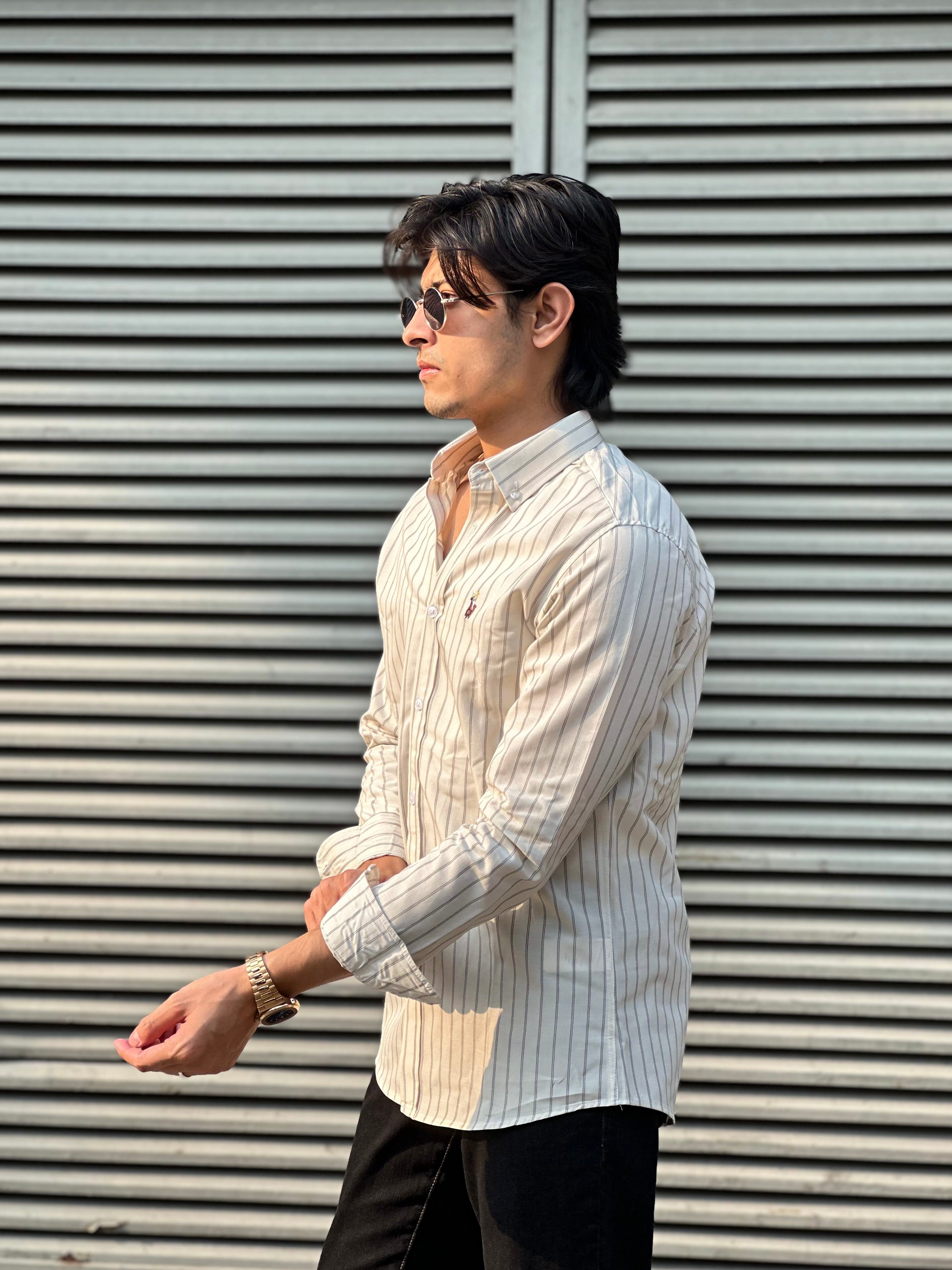 Asian Cream Stripe Shirt