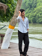 Black Linen + Check Shirt