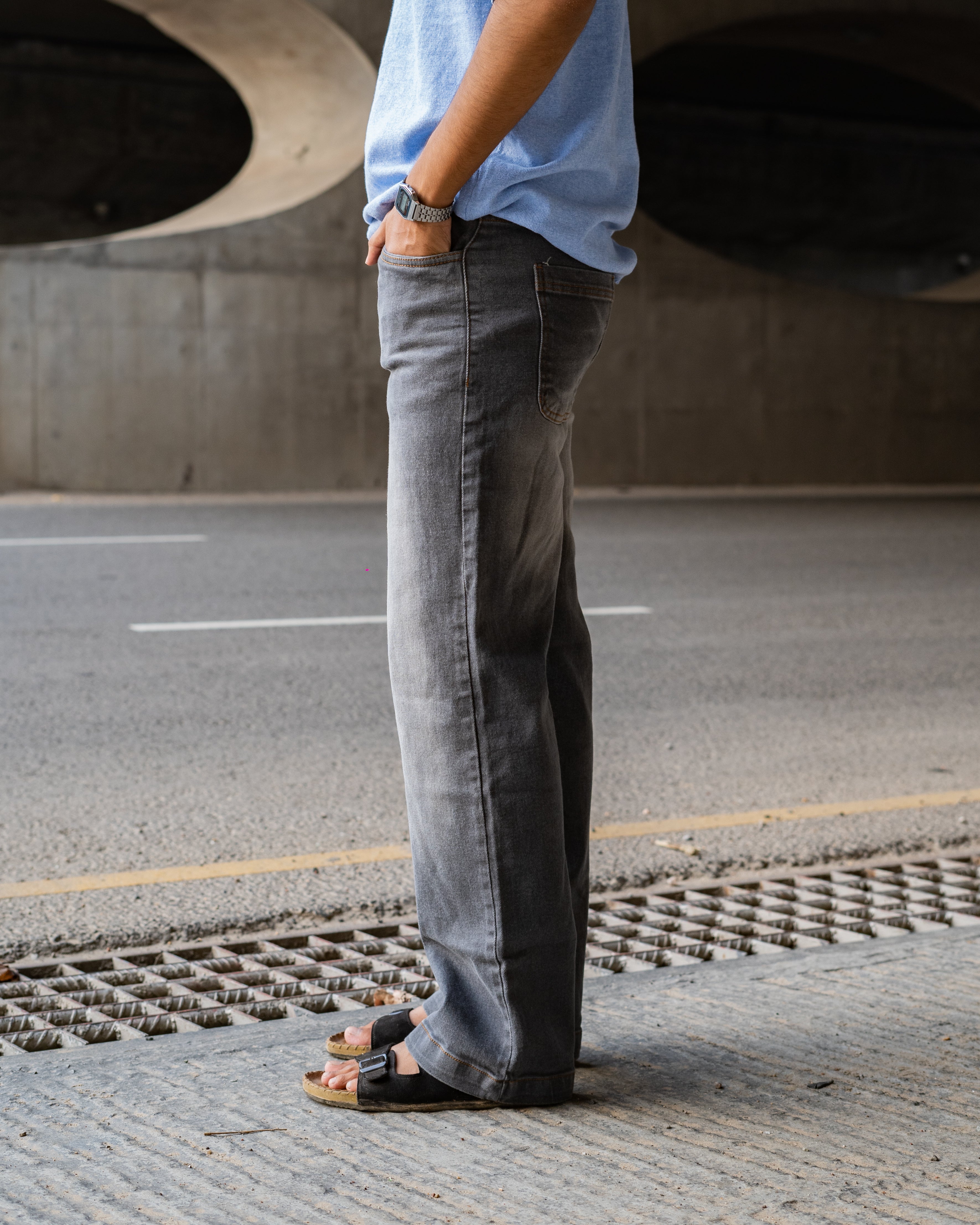 Dusty Gray Straight Cut Denim Pant