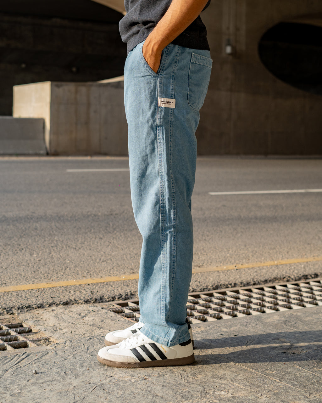 Semi Baggy Denim Pant- Ocean Blue