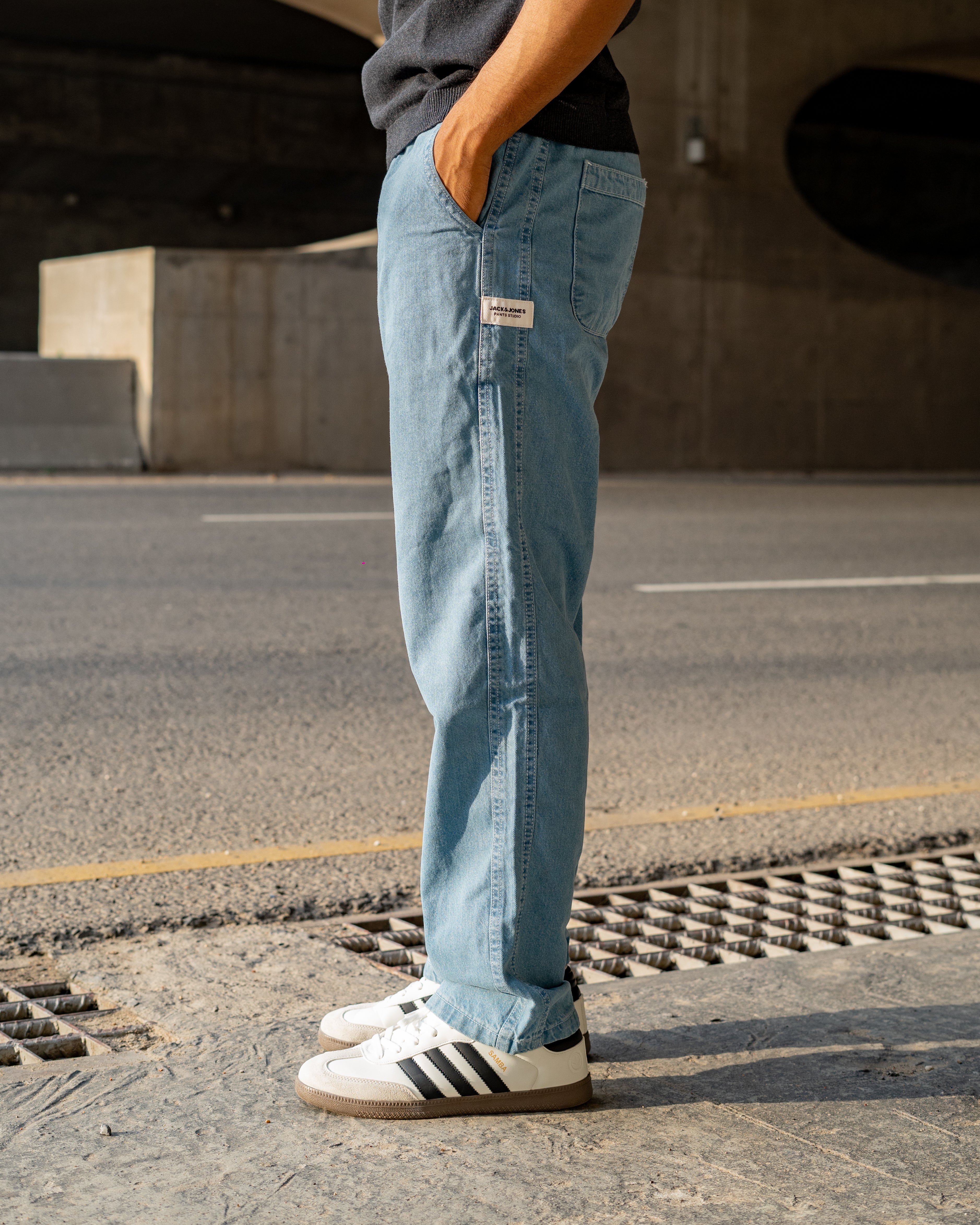 Semi Baggy Denim Pant- Ocean Blue