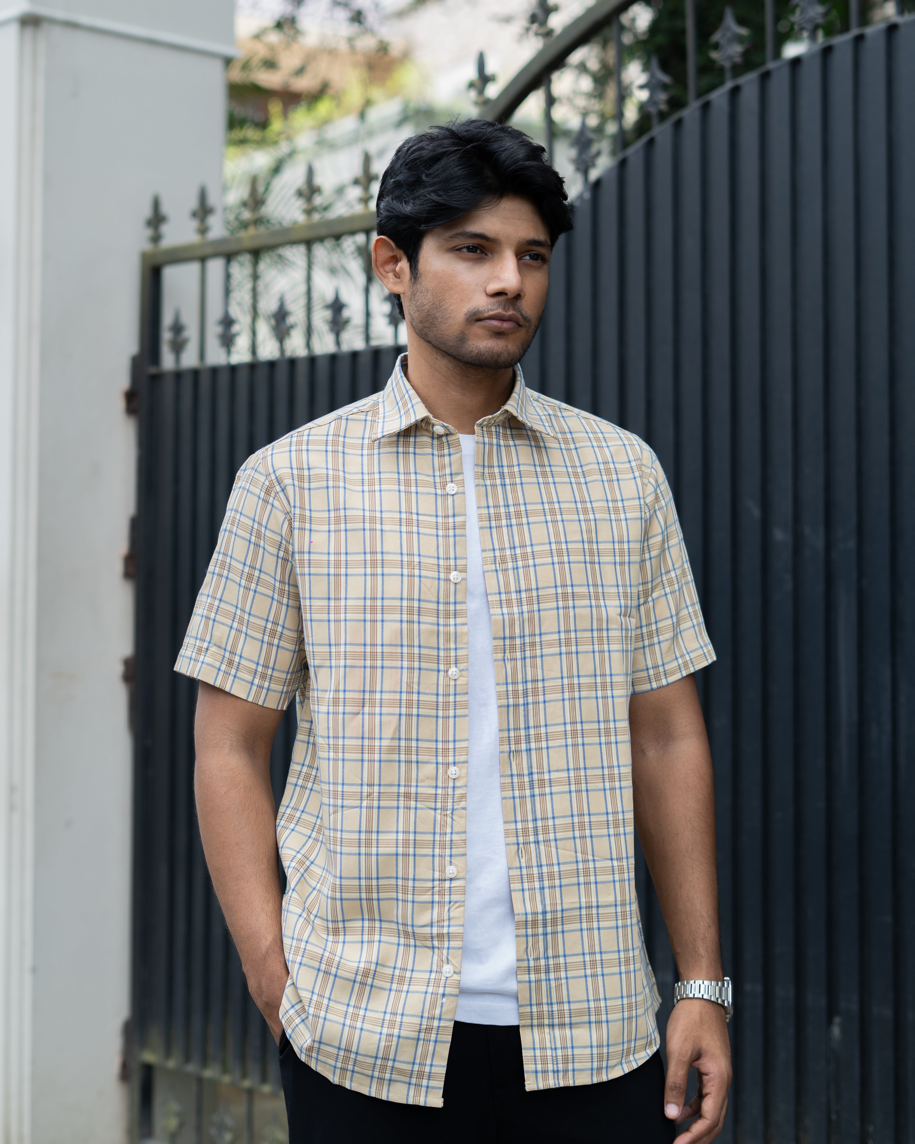 Grameen Brown Check Half Sleeve Shirt