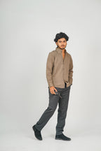 Korean High Neck Stone Brown Shirt