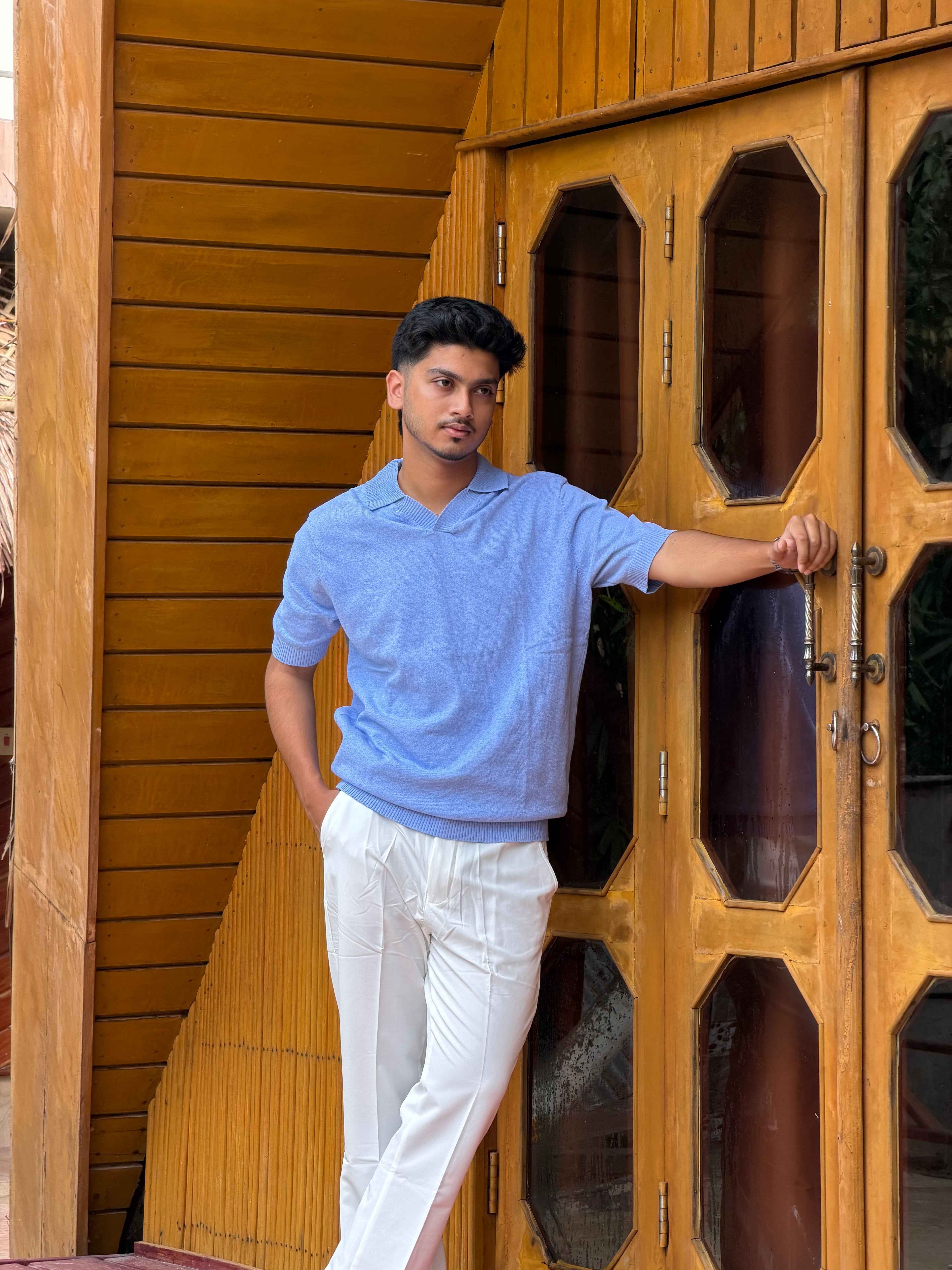 Linen Pant + Powder Blue Polo