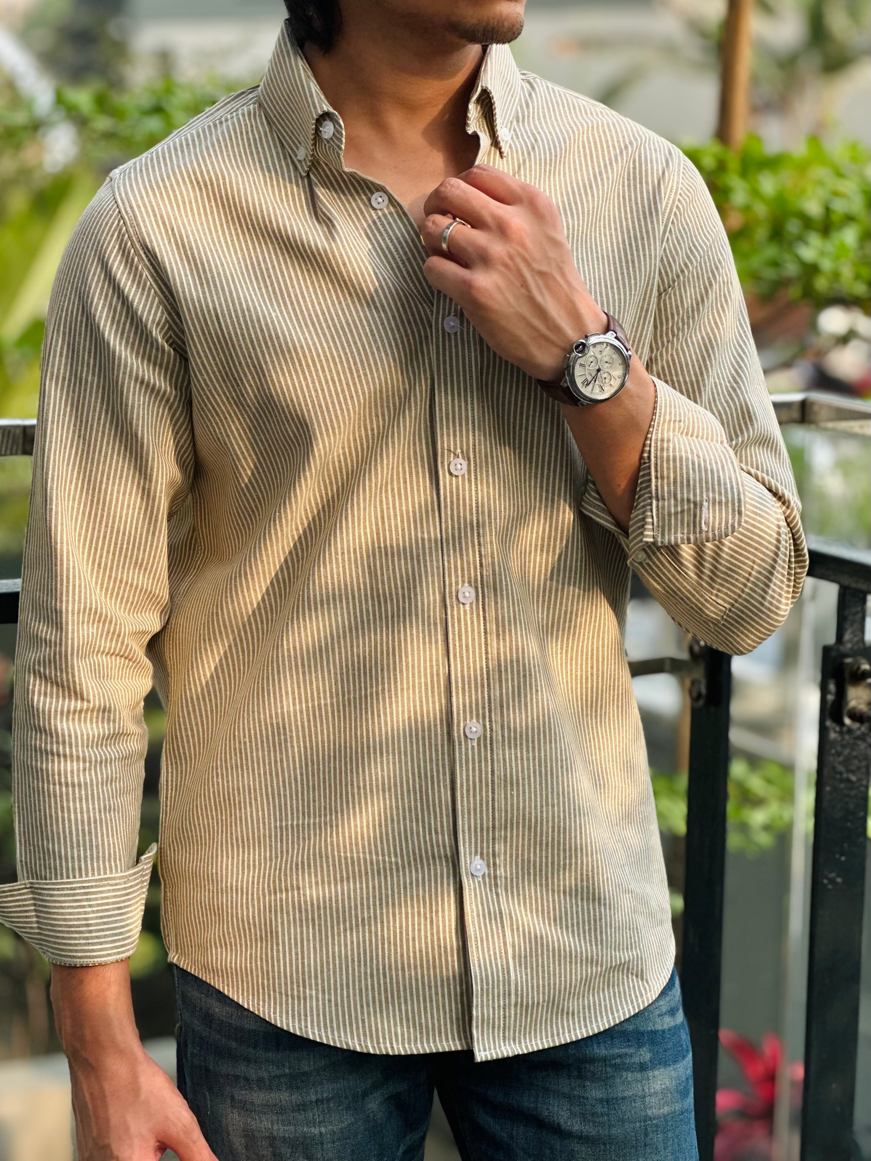 Olive Vintage Stripe Shirt