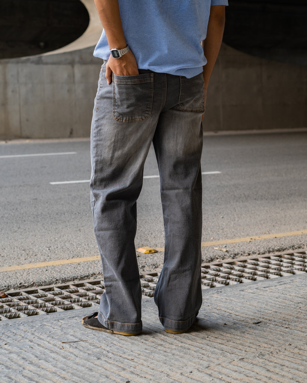 Dusty Gray Straight Cut Denim Pant