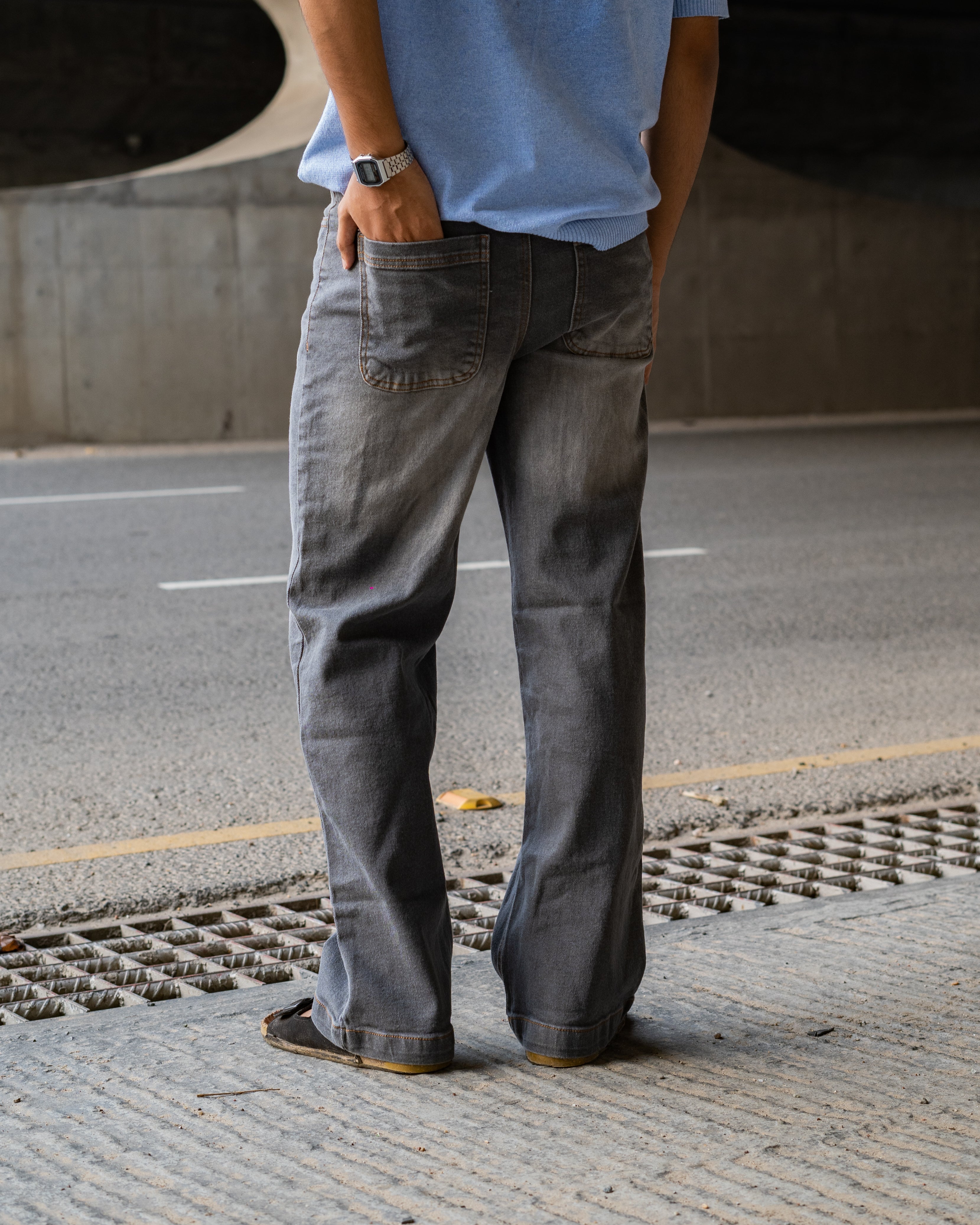 Dusty Gray Straight Cut Denim Pant