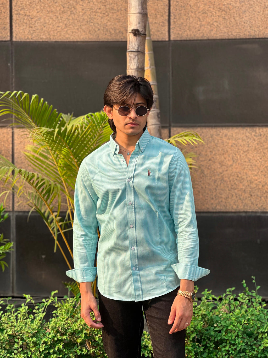 Aqua Mint Stripe Shirt