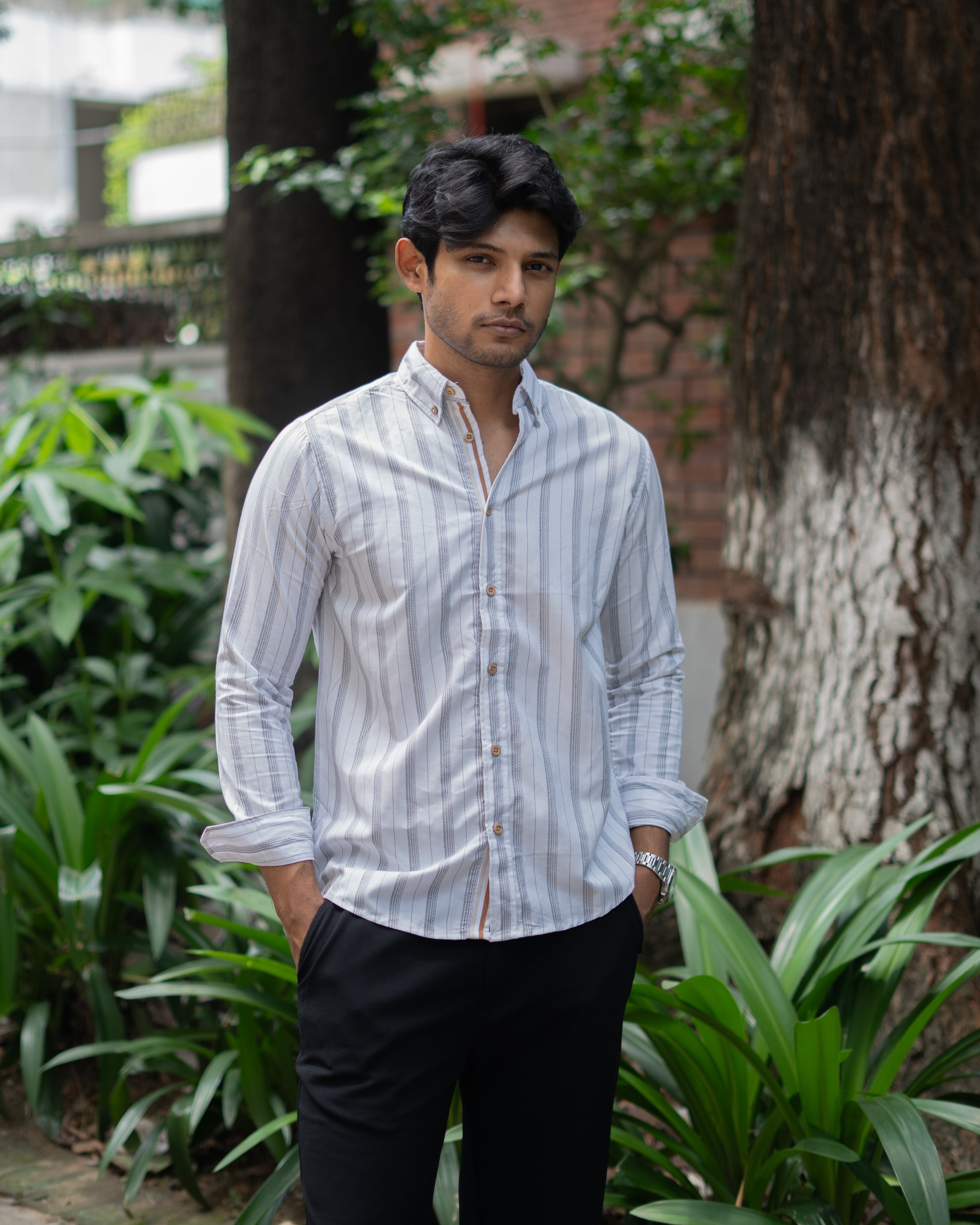 Black White Micro Stripe Shirt