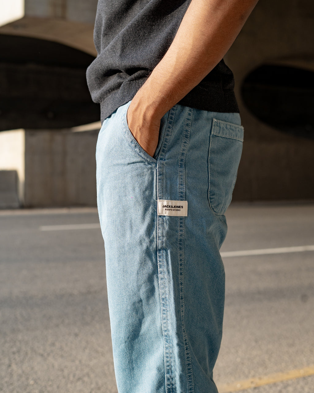 Semi Baggy Denim Pant- Ocean Blue